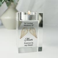 Personalised Angel Wings Memorial Glass Tealight Holder Extra Image 2 Preview